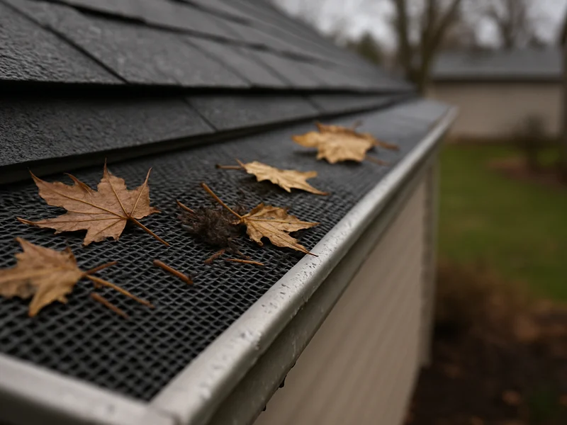 After: gutter guard shedding leaves off the roofline